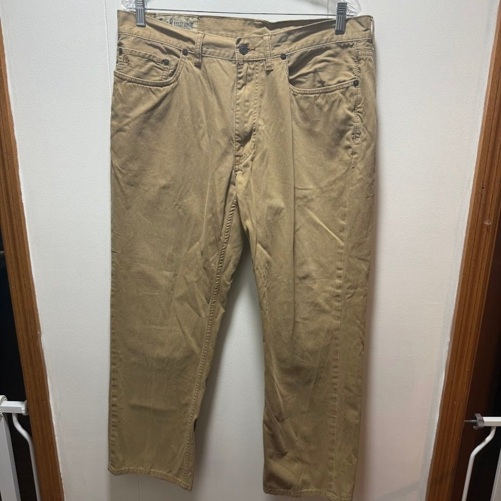 Polo Ralph Lauren 650 Straight‎ Fit Tan Khaki Cotton Denim Pants Mens Size 36x30